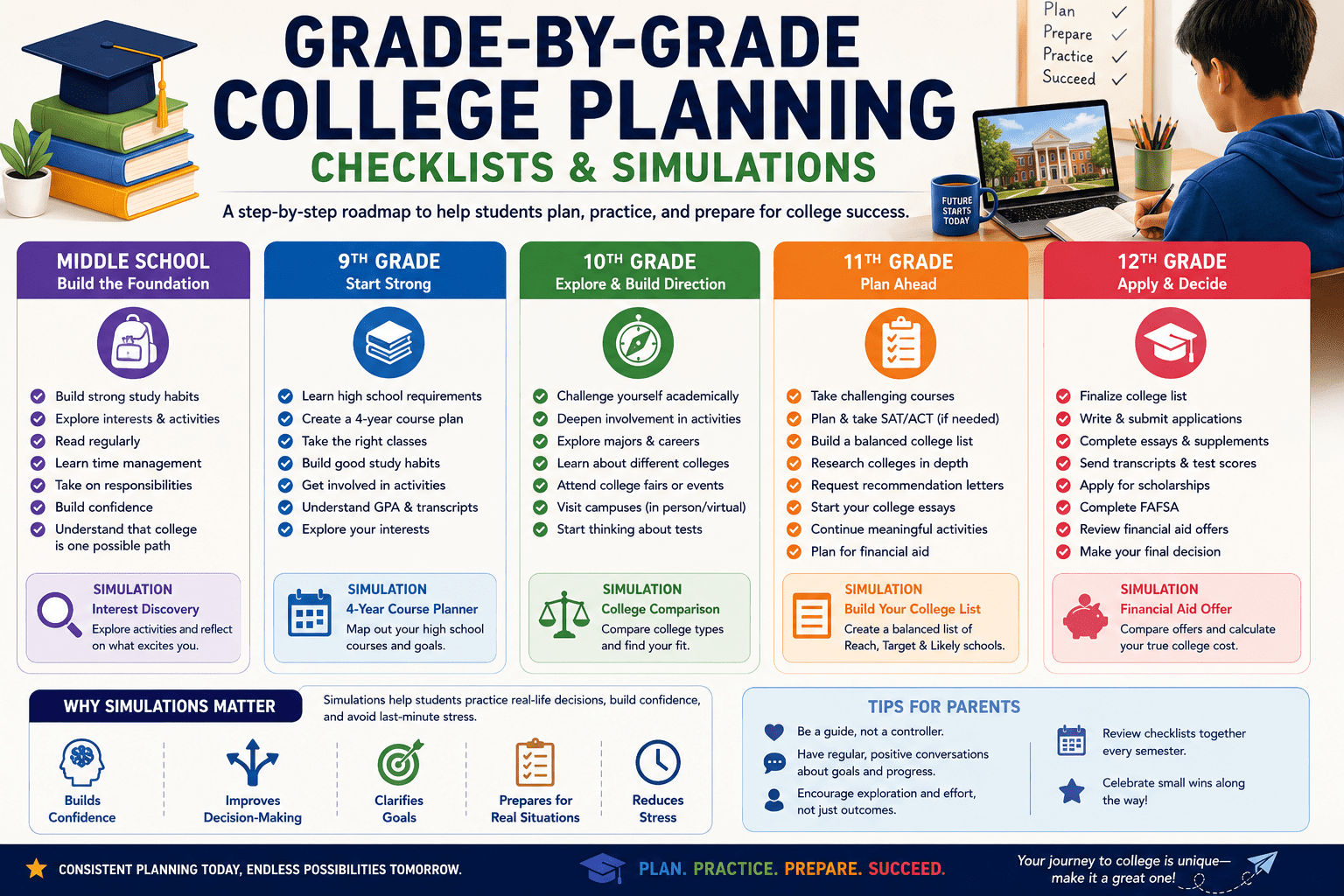 Grade-by-Grade College Planning Checklists & Simulations